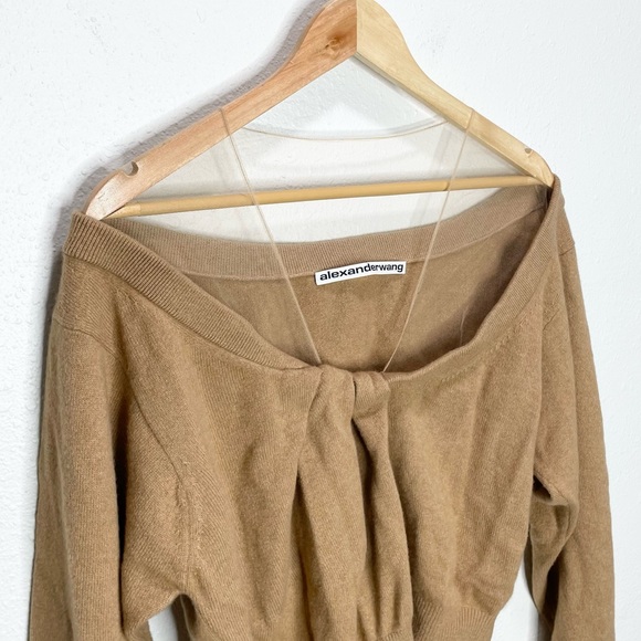 Alexander Wang Cropped Drape Neck Sweater In Tan Large - Picture 10 of 10